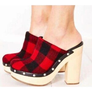 Woolrich Journalist Mule Clogs Buffalo Plaid Wool